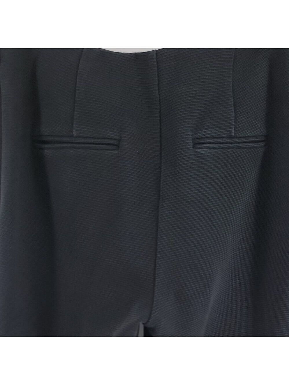 Ann Taylor Ribbed Ponte Knit Pants Black Side Zip Button Cuff Detail Size 4 - Picture 10 of 13